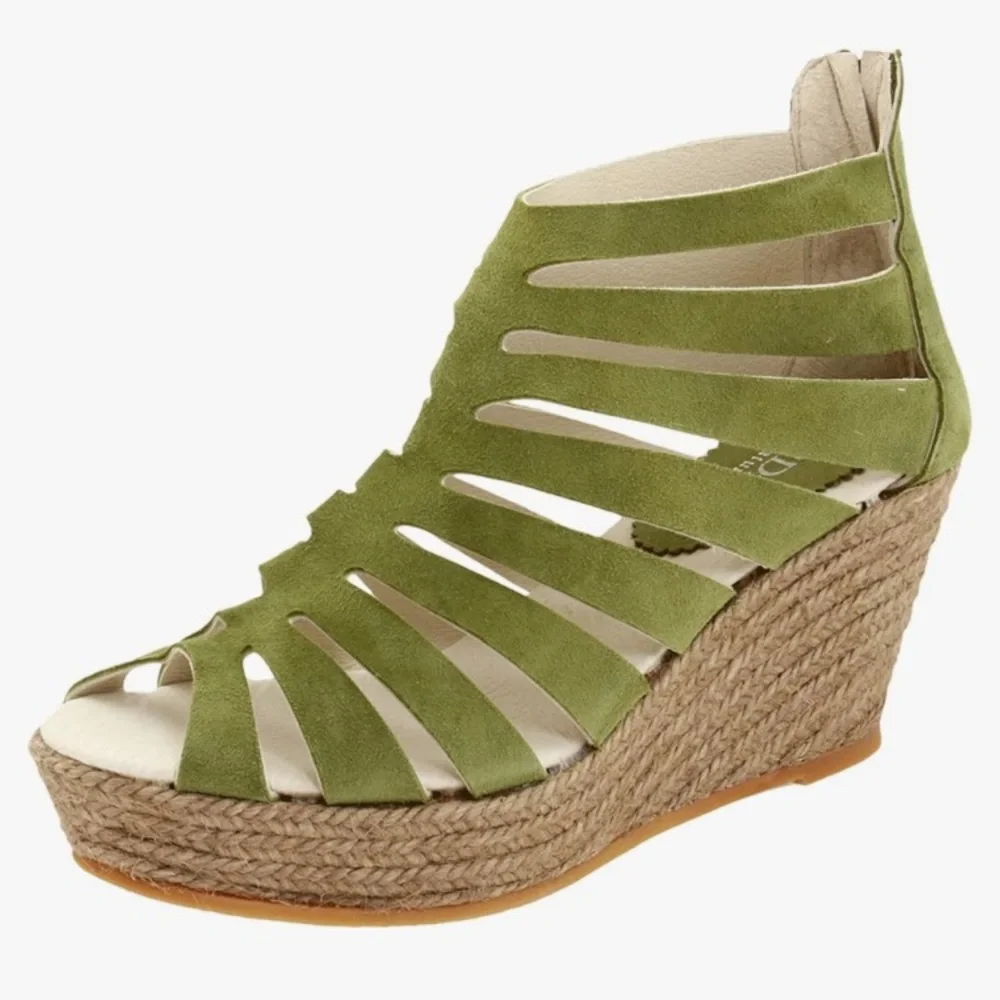 Cordani Women’s Electra Platform Wedge Heel Green Suede Boho Chic Sandal Bootie